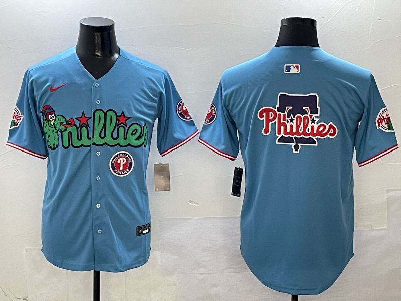 Men Philadelphia Phillies Blank Light Blue three generations Joint Name 2025 Nike MLB Jersey style 6->arizona diamondback->MLB Jersey